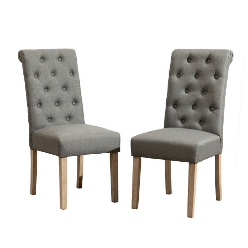 Habit Solid Wood Tufted Parsons Dining Chair, Set Of 2, Grey